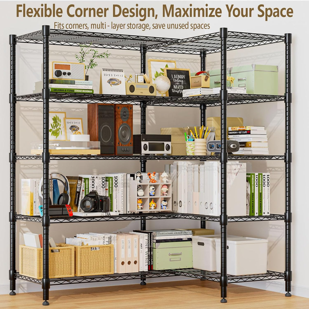 Himimi 72" W Wire Rack Shelving-2000LBS Capacity, Adjustable Storage Shelves Metal Shelves for