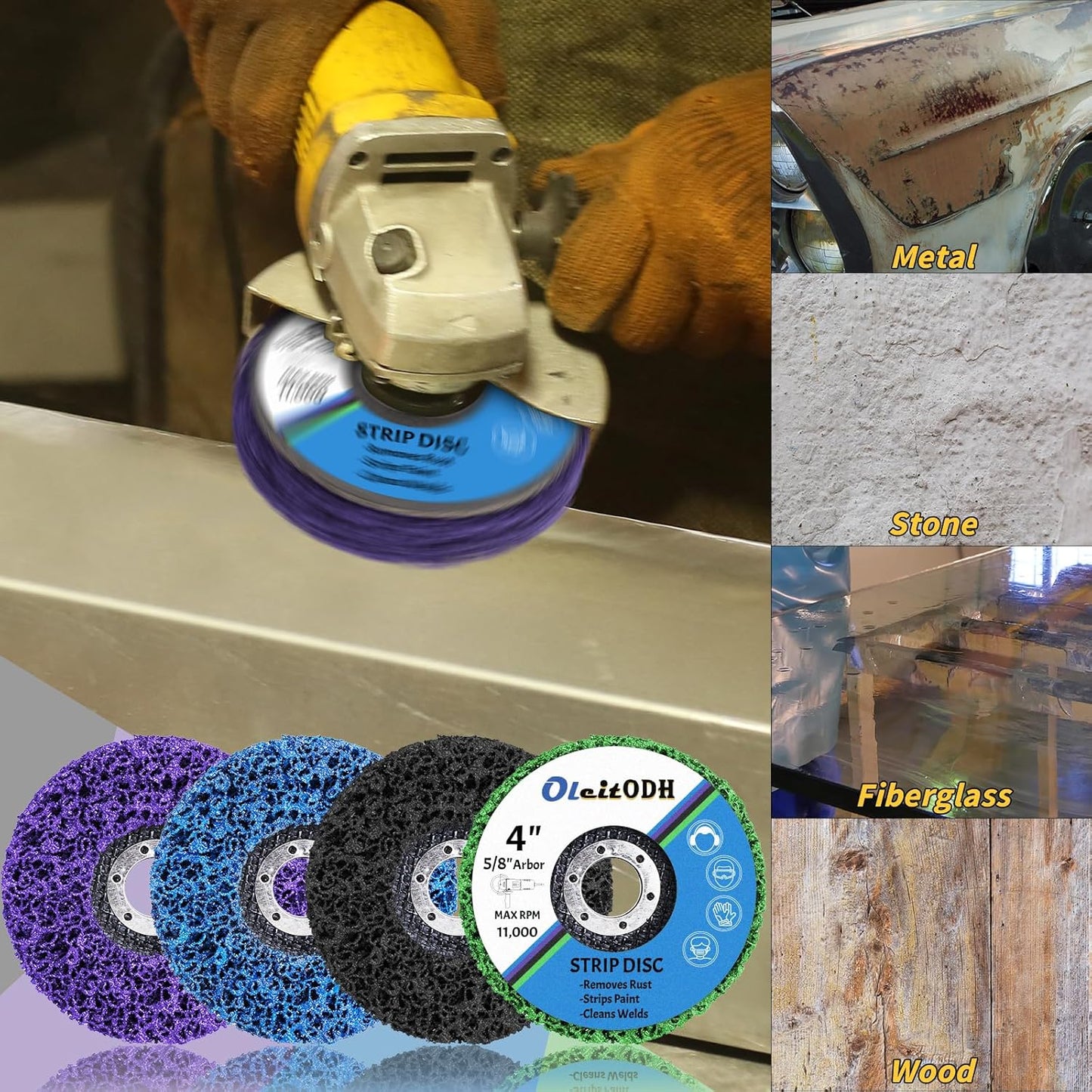 20 Pcs 4" x 5/8" Strip Discs Bulk, Paint Stripping and Rust Removal Wheels for Angle Grinders