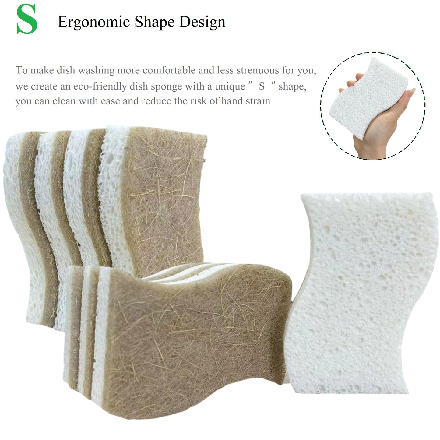 UCCO Eco Friendly Biodegradable Kitchen Sponges 12 Pack – Natural Compostable Cellulose with