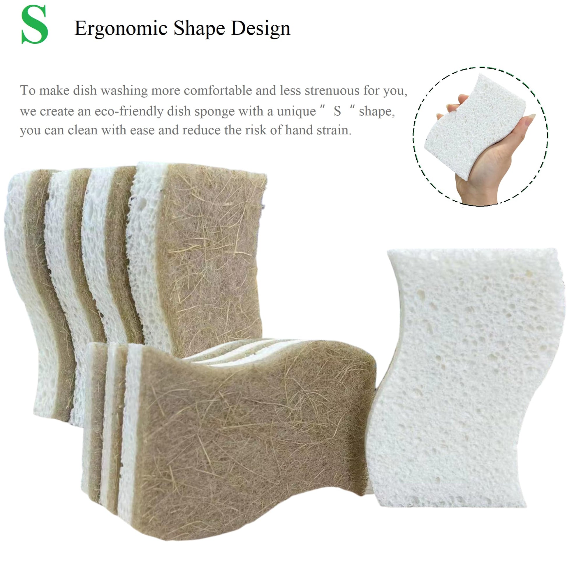 UCCO Eco Friendly Biodegradable Kitchen Sponges 12 Pack – Natural Compostable Cellulose with