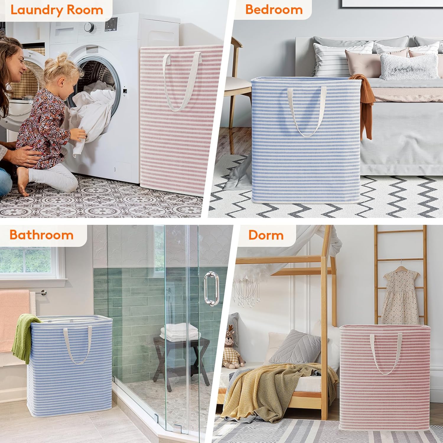 Lifewit 2 Pack Laundry Hamper Large Collapsible Laundry Basket, Freestanding Waterproof Cloth