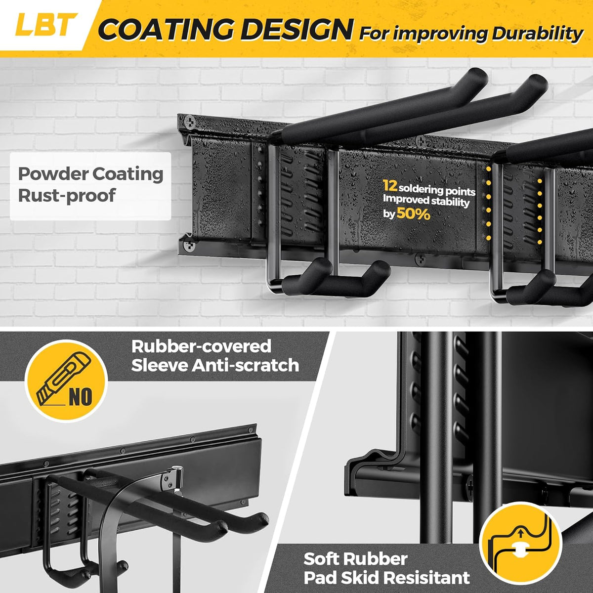 LBT 66" Garage Tool Organizer Wall Mount - 720lbs Garden Tool Organizer with Adjustable Hooks