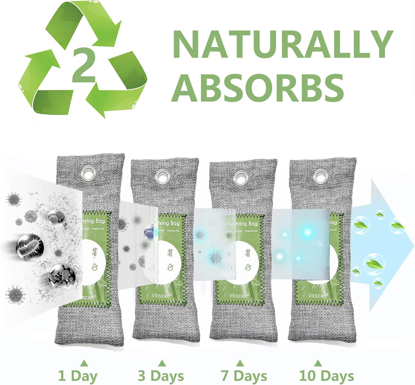16 Pack Bamboo Charcoal Air Purifying Bag, Activated Charcoal Bags Odor Absorber, Moisture