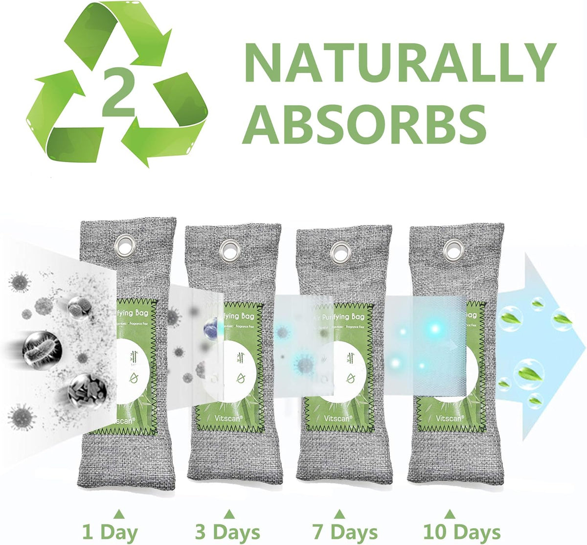 12 Pack Bamboo Air Purifying Bag, Activated Charcoal Bags Odor Absorber, Moisture Absorber, Natural