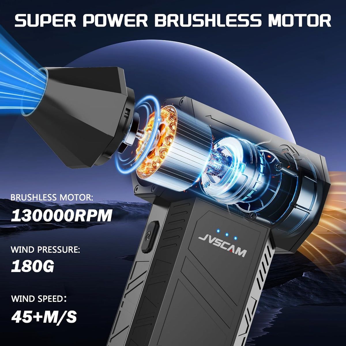 Compressed Air Duster - Electric Air Duster with Brushless Motor - 3 Gear Adjustable Cordless Air