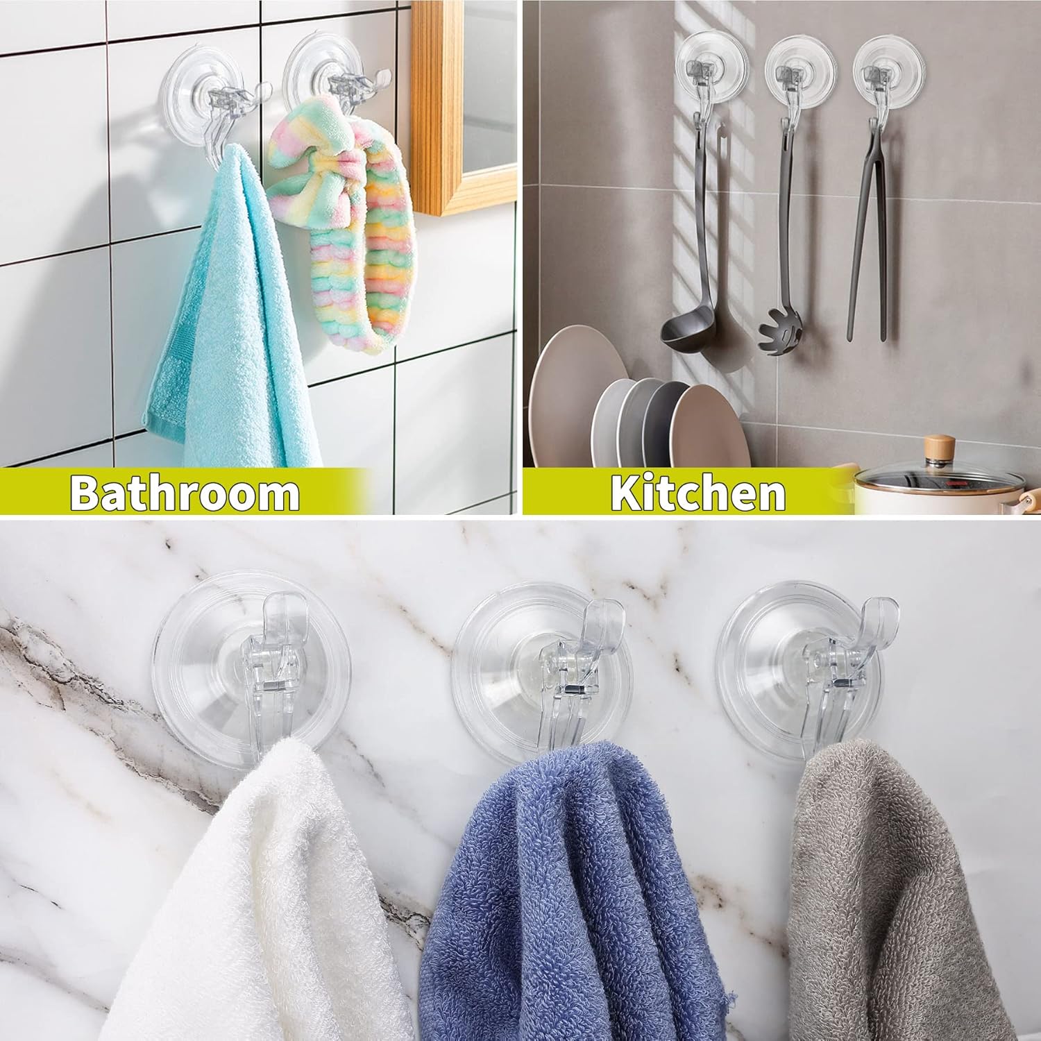 Antimbee Suction Cup Hooks, 10 Pack Reusable Suction Cup Hangers, Removable Small Suction Cups with