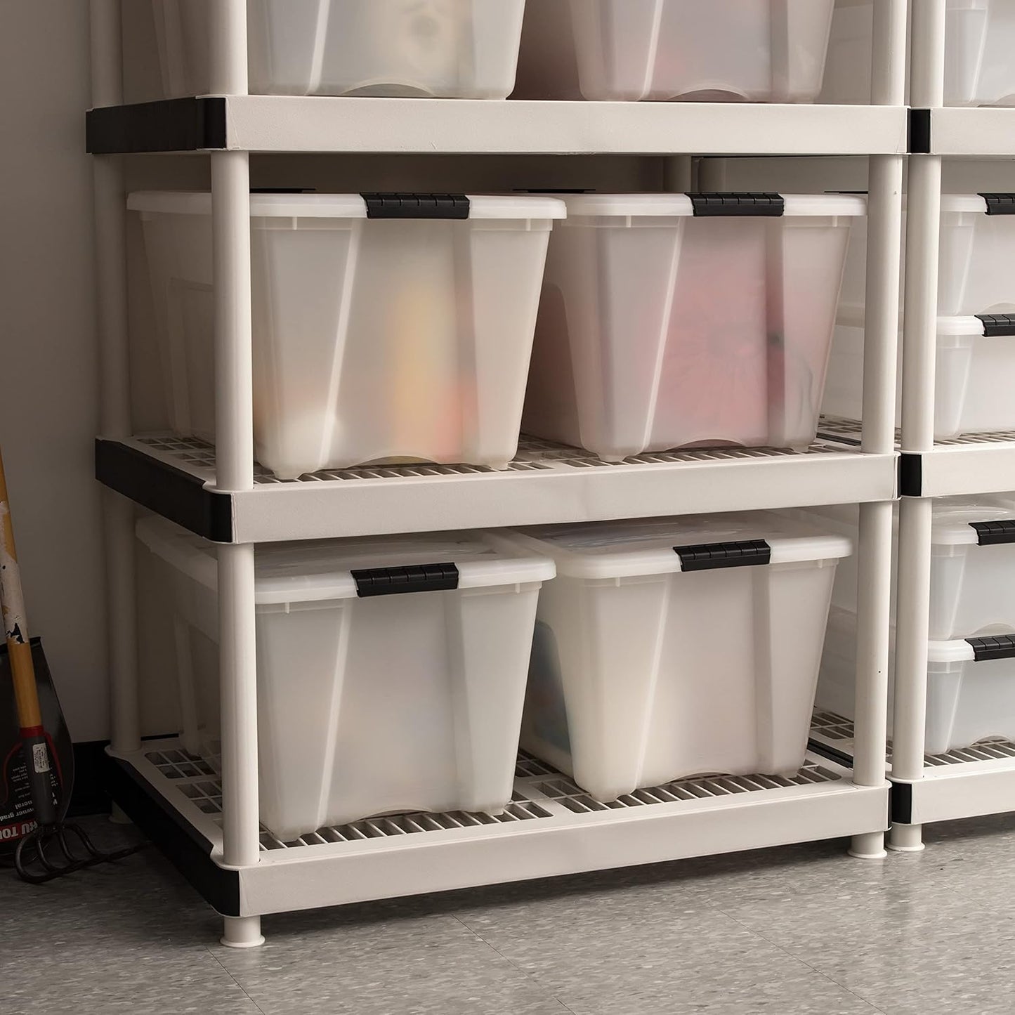 IRIS USA 54 Qt Stackable Plastic Storage Bins with Lids, 4 Pack - BPA-Free, Made in USA - Discreet