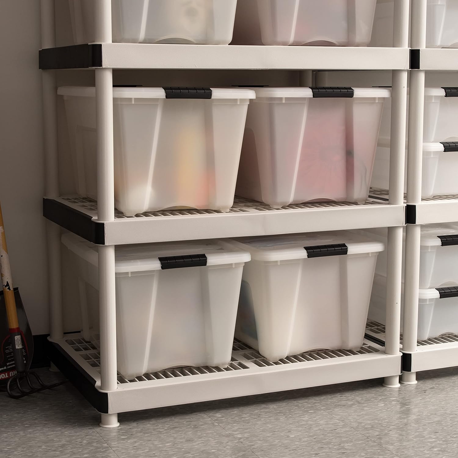 IRIS USA 54 Qt Stackable Plastic Storage Bins with Lids, 4 Pack - BPA-Free, Made in USA - Discreet