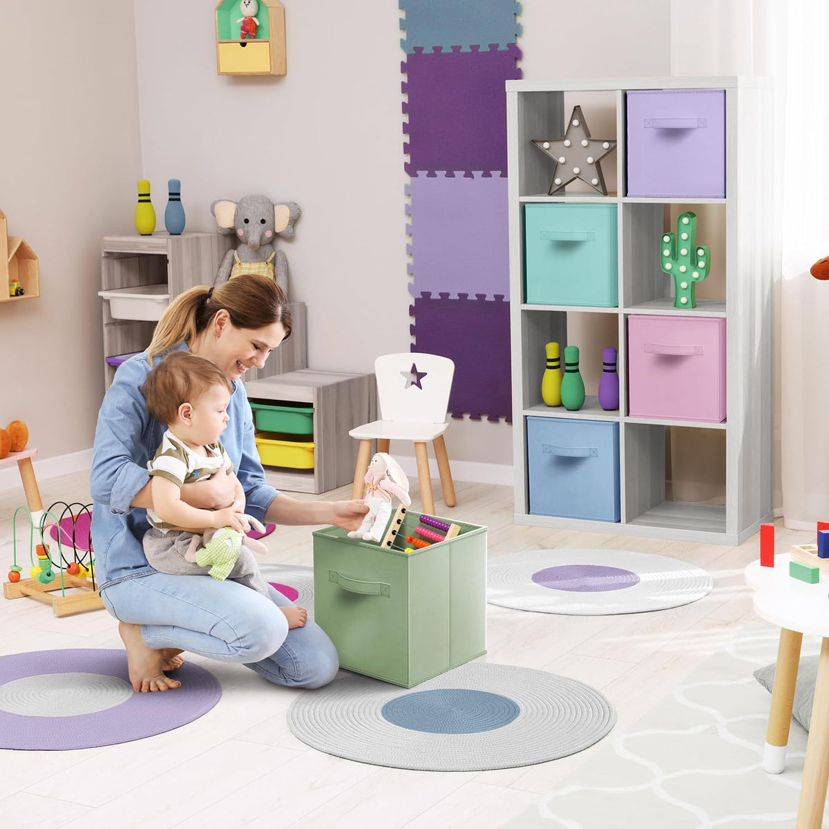 Sorbus Fabric Storage Cubes - 6 Foldable Storage Bins for Organizing Pantry, Cubbies, Toy Box