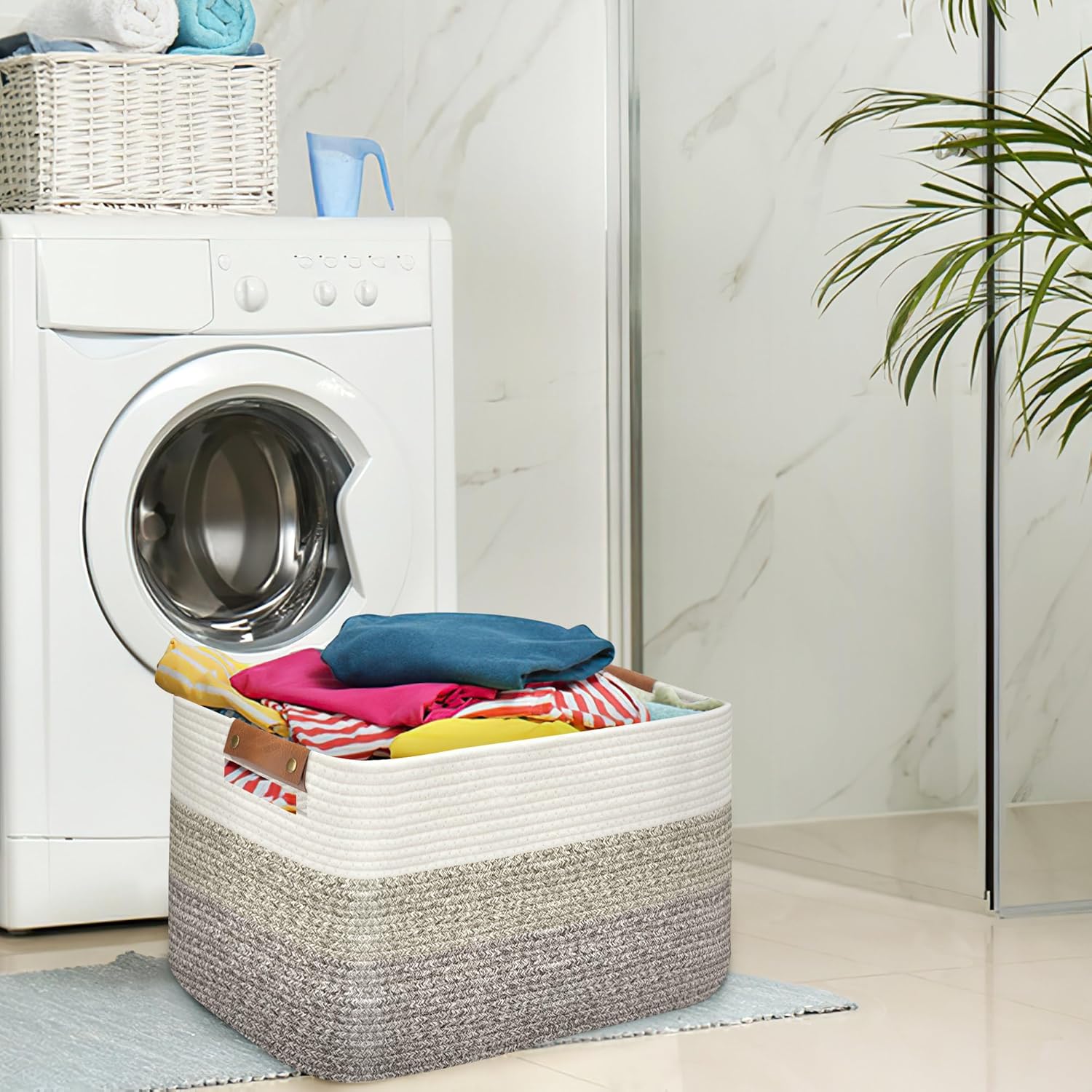 Large Collapsible Laundry Basket, Clothes Hamper for Blanket, Toy, Towels, Woven Baskets for