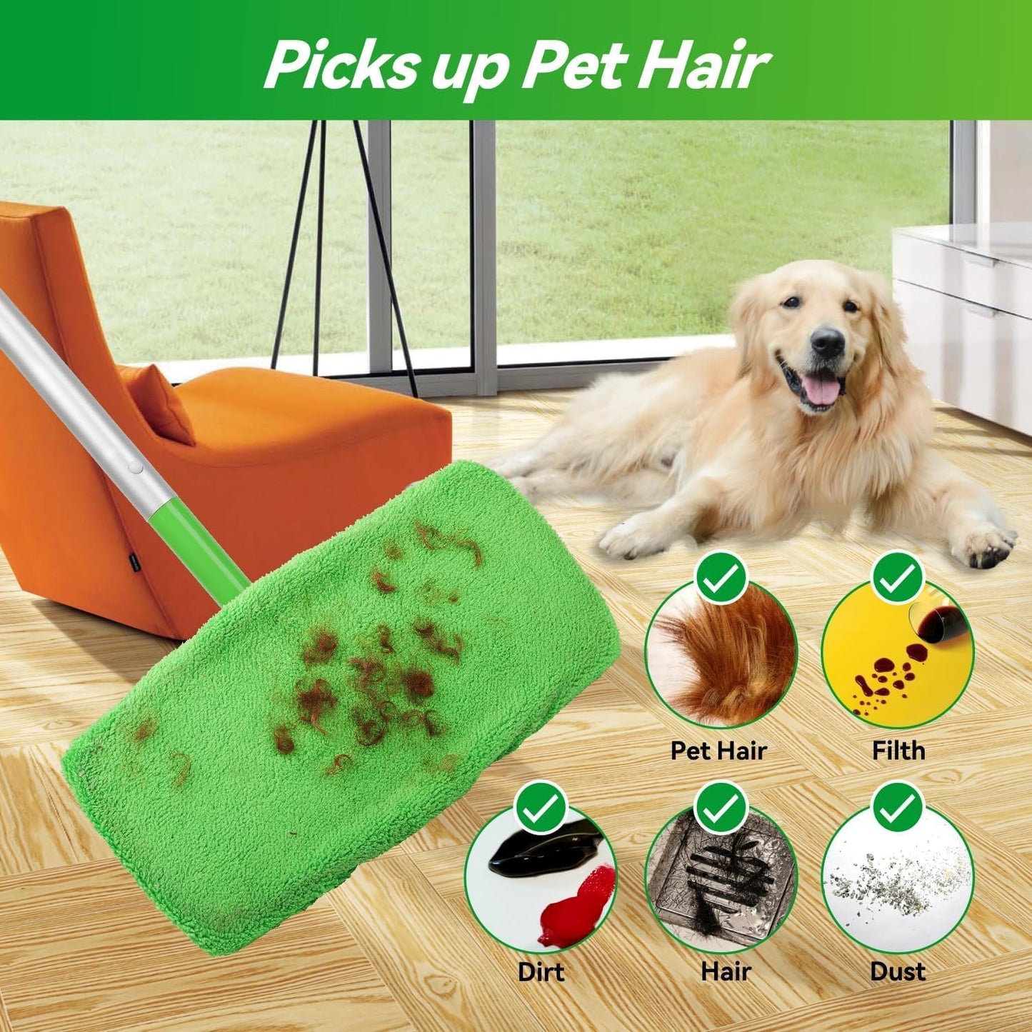 Reusable Microfiber Mop Pads Washable Wet Pads Compatible with Swiffer Sweeper Refills Pads for Wet