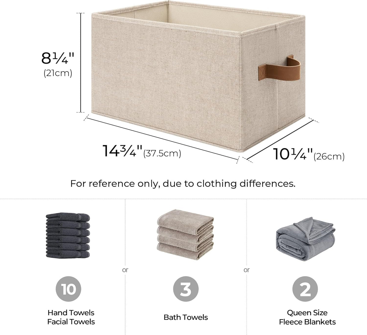 StorageWorks Storage Baskets for Shelves, Foldable Fabric Closet Storage Bins with Handles, Clothes
