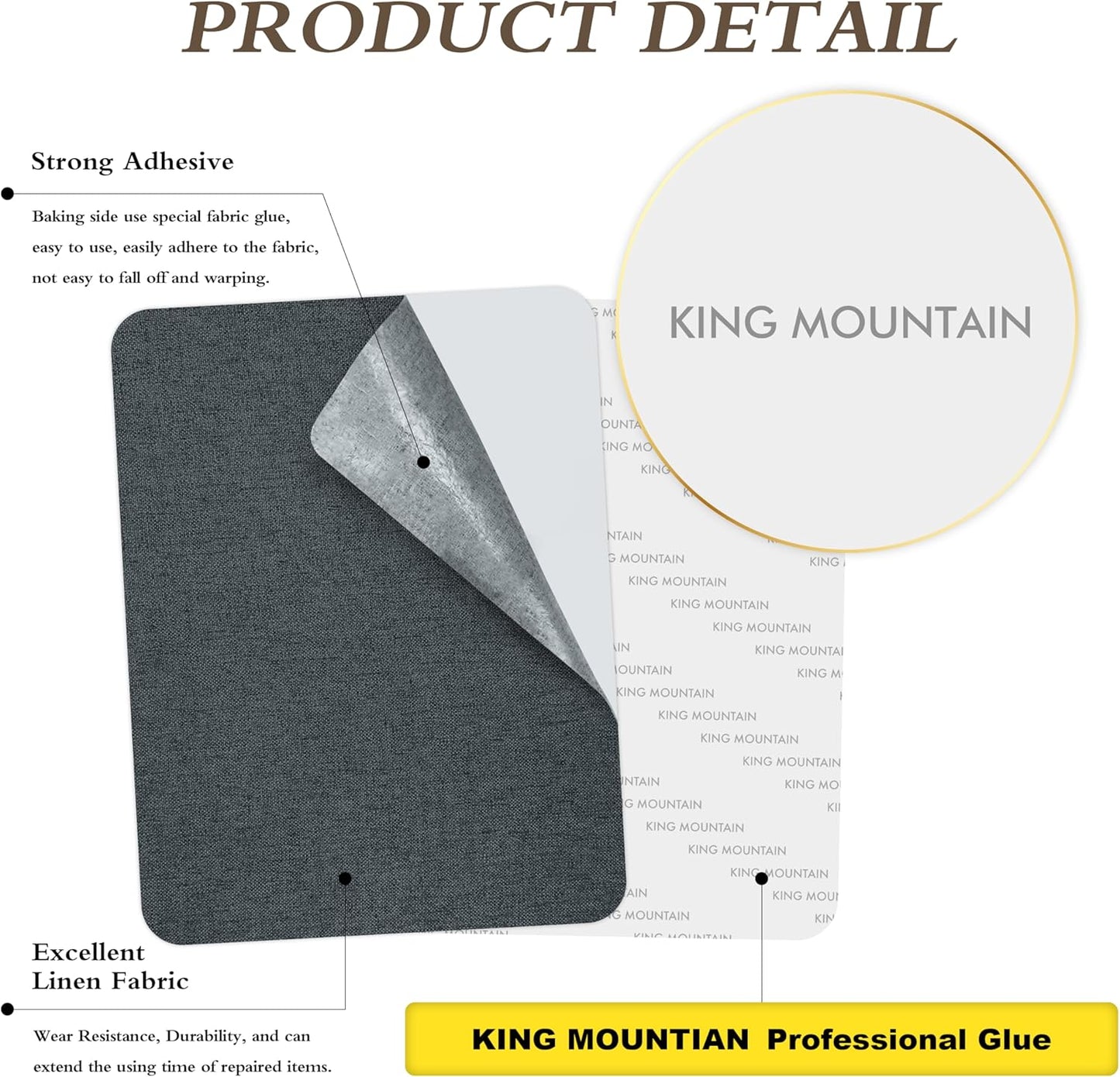 KING MOUNTAIN Fine Linen Repair Patches, Self-Adhesive Linen Fabric Patches, 8X11 inch Extra Size