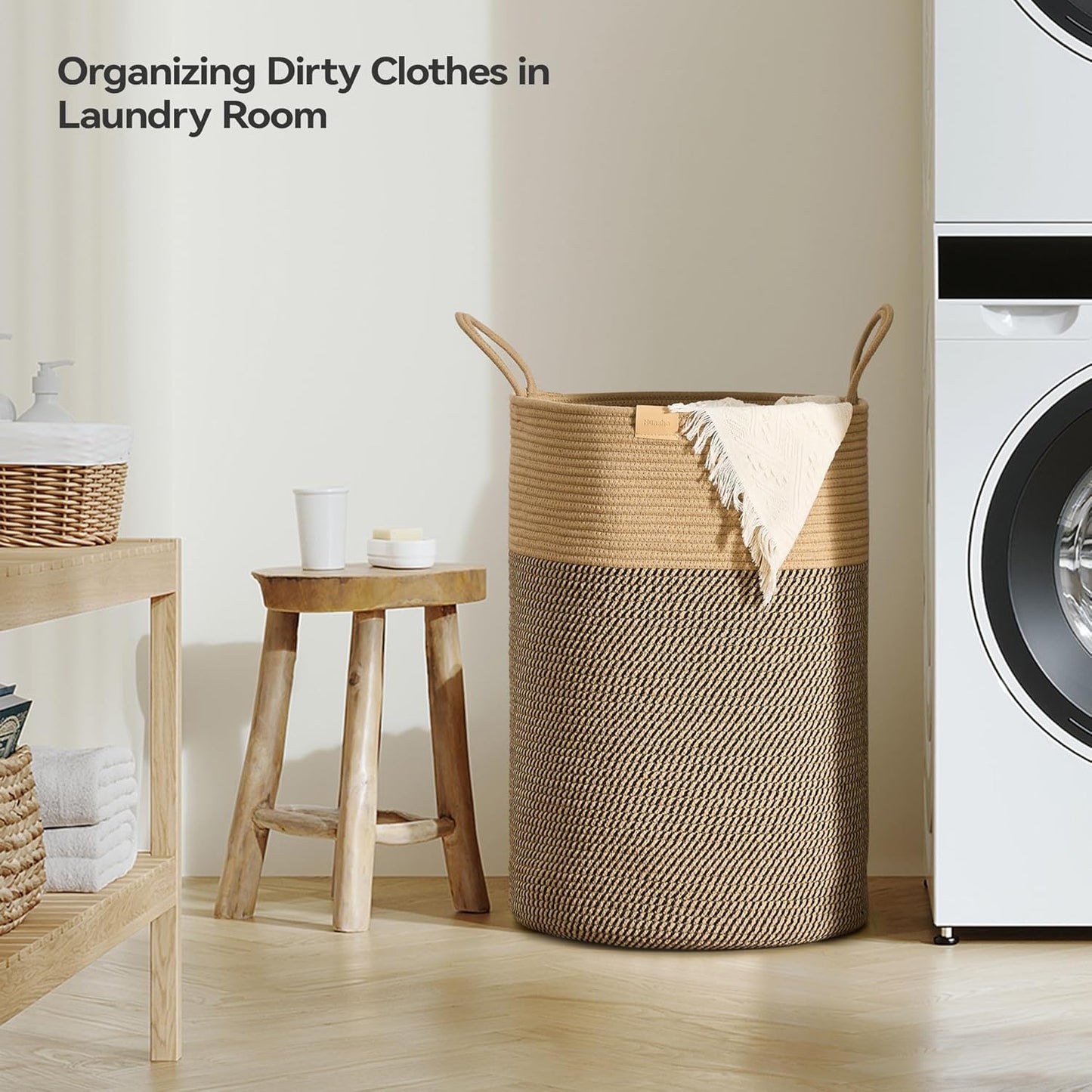 Laundry Hamper 75L,Large Laundry Basket for Clothes,Decorative Storage Basket for Blankets,Cotton