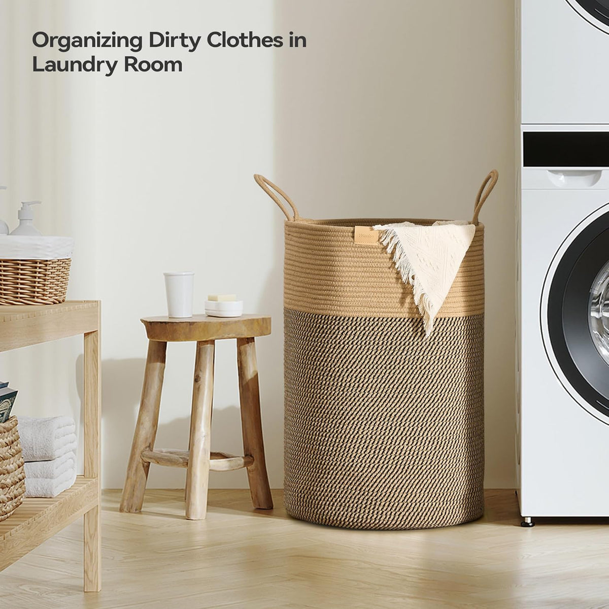 Laundry Hamper 75L,Large Laundry Basket for Clothes,Decorative Storage Basket for Blankets,Cotton