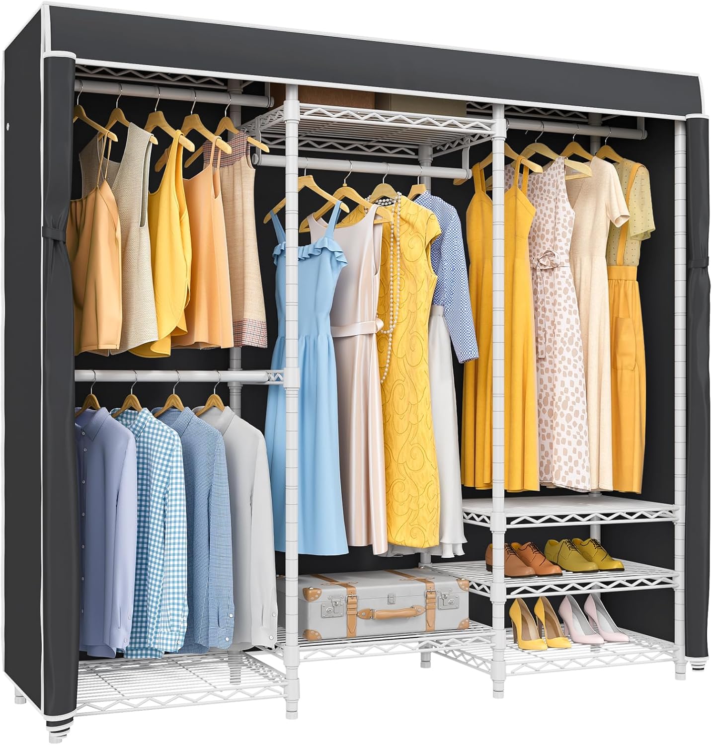 VIPEK V5C Covered Clothes Rack Heavy Duty Portable Closet Wardrobe, Freestanding White Metal