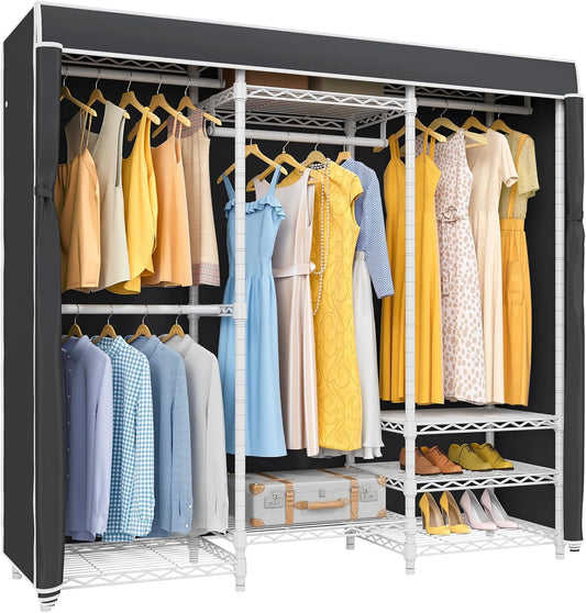 VIPEK V5C Covered Clothes Rack Heavy Duty Portable Closet Wardrobe, Freestanding White Metal