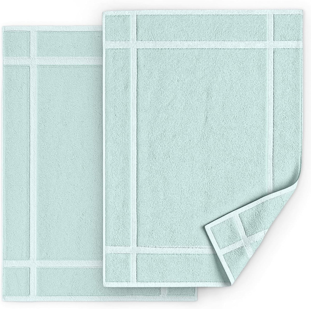 Pearl Linens Pack of 2 100% Cotton Bath Mat 18x25 inches, Soft & Absorbent Quick Dry Bathroom Mat