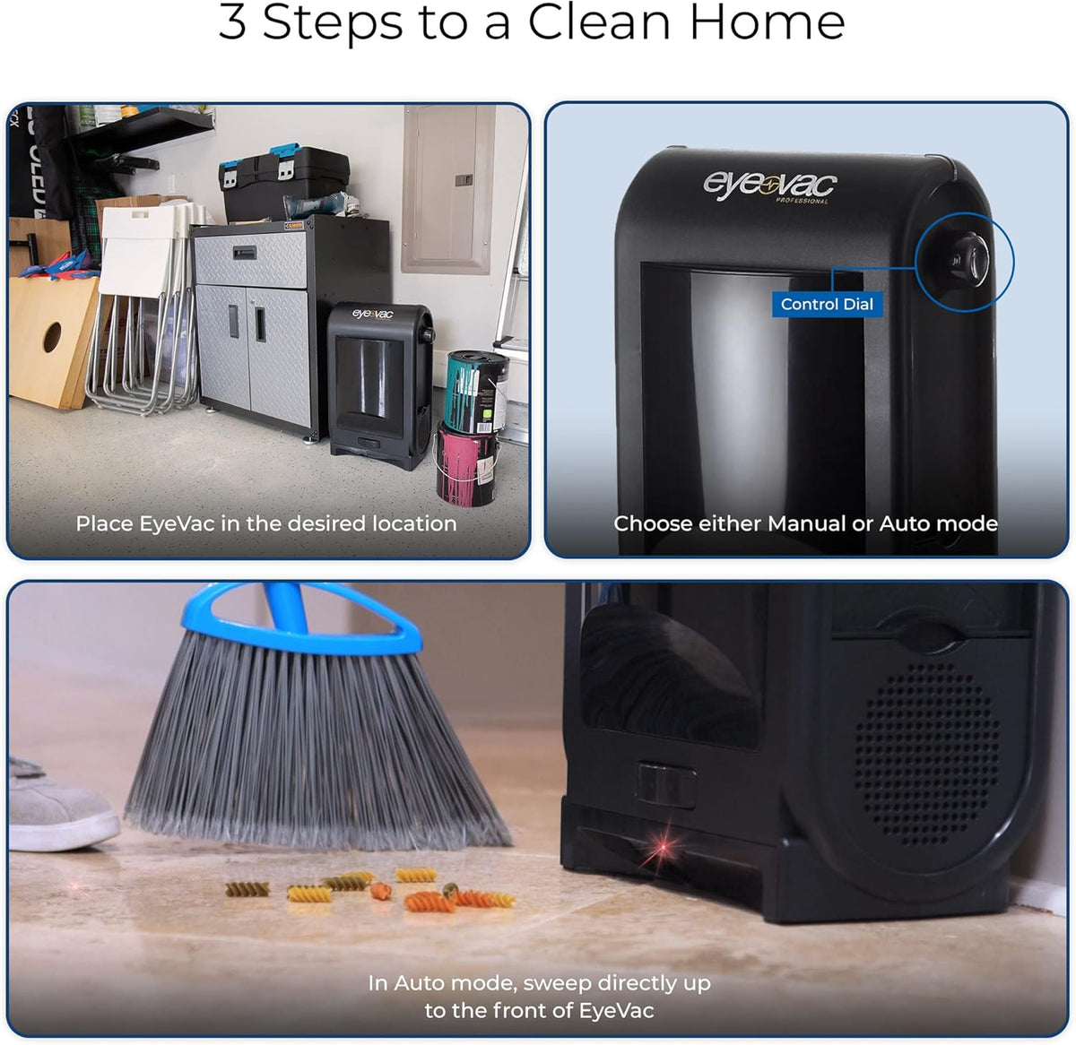 EyeVac Pro Touchless Vacuum Automatic Dustpan - Ultra Fast & Powerful - Great for Sweeping Salon