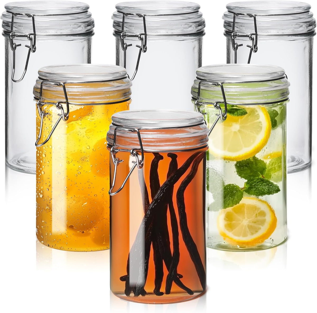 ComSaf Glass Jars with Airtight Lid Set of 6，Mason Jars 16 oz with Lids, Pint Jar, Canning Jar
