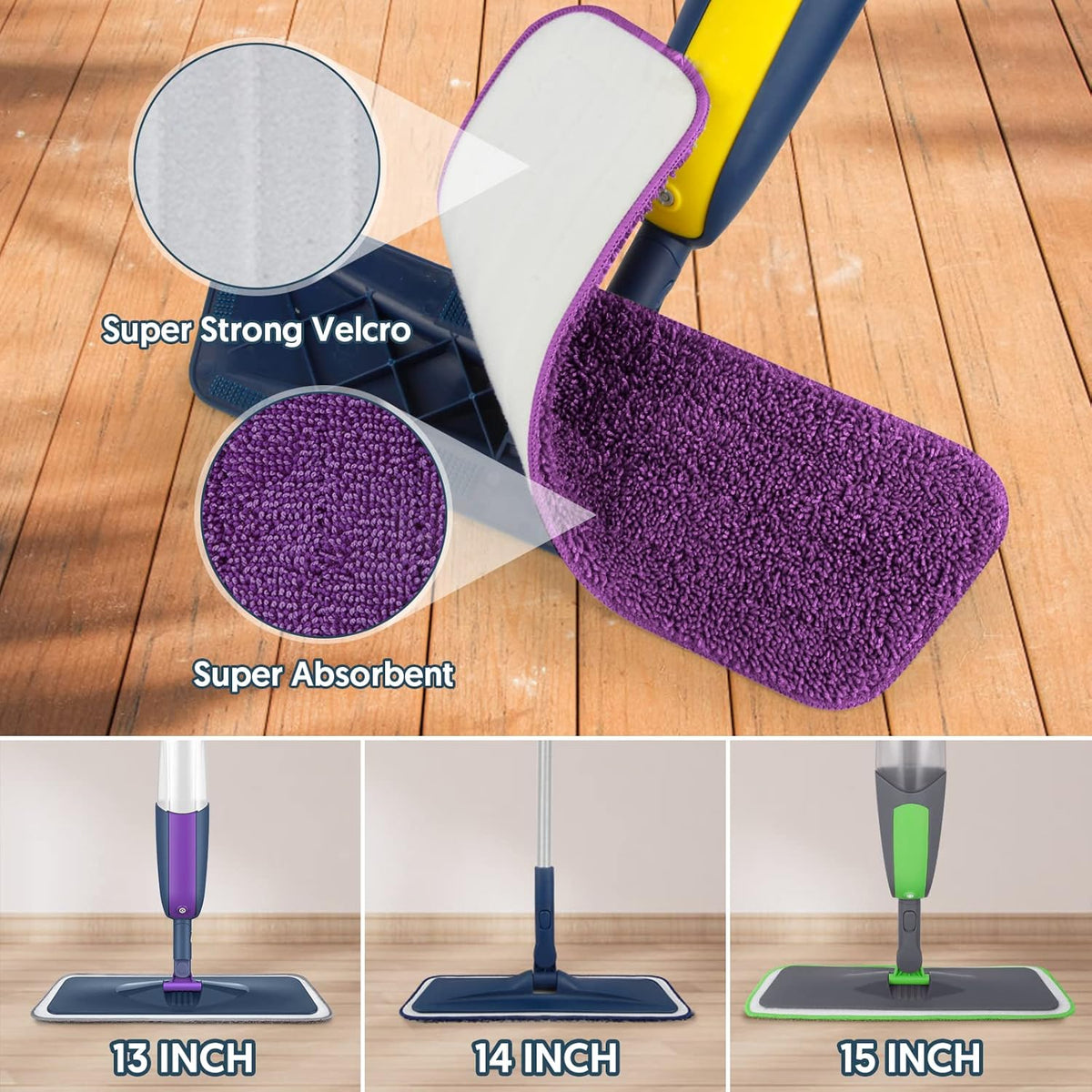 7 Count Reusable Mop Pads for Swiffer PowerMop -MEXERRIS Microfiber Wet Mops Refills PowerMop Pads
