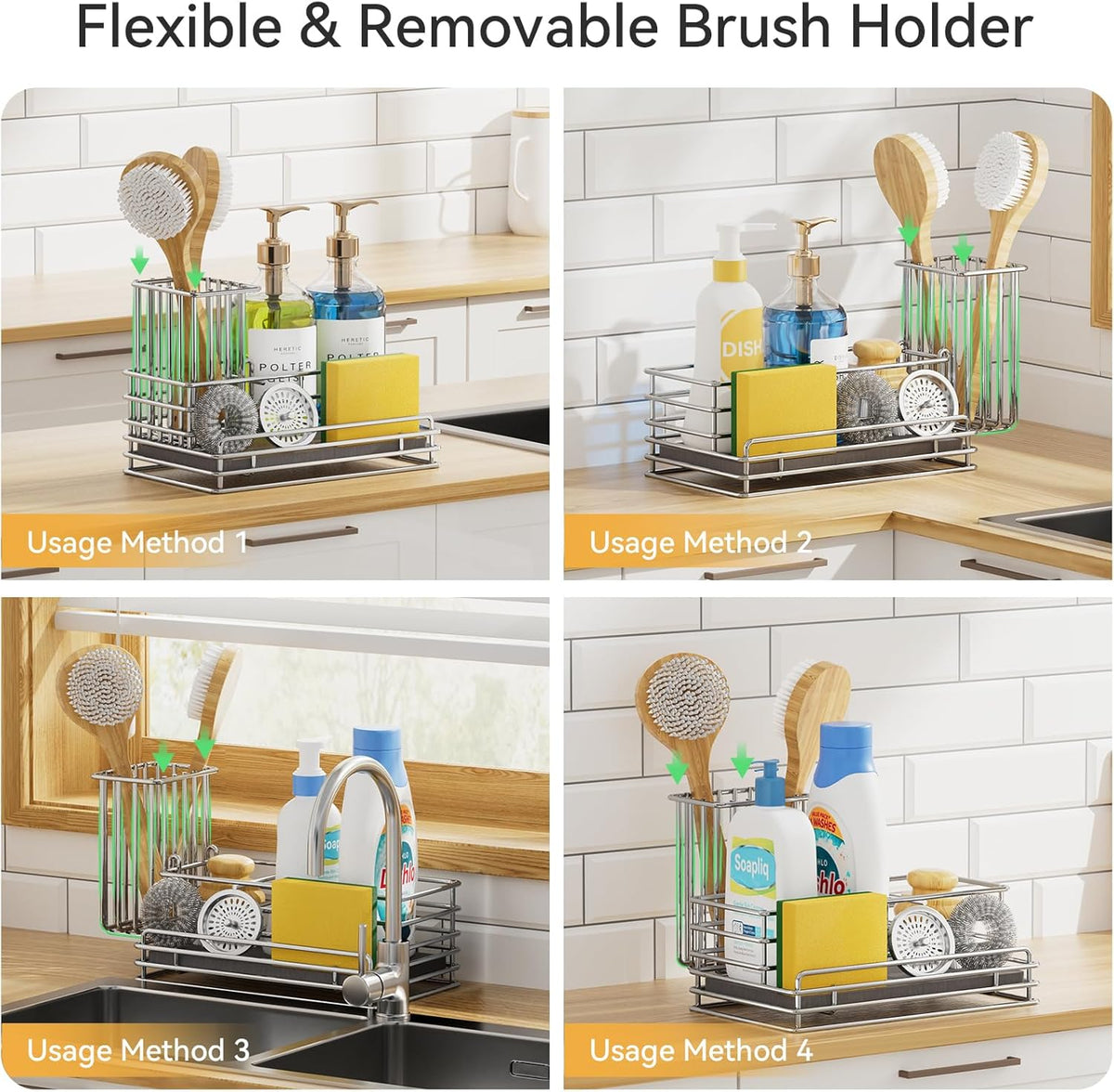 Yofidra Kitchen Sink Caddy with Instant Drying Stone, Metal Stainless Steel Dish Sponge Holder