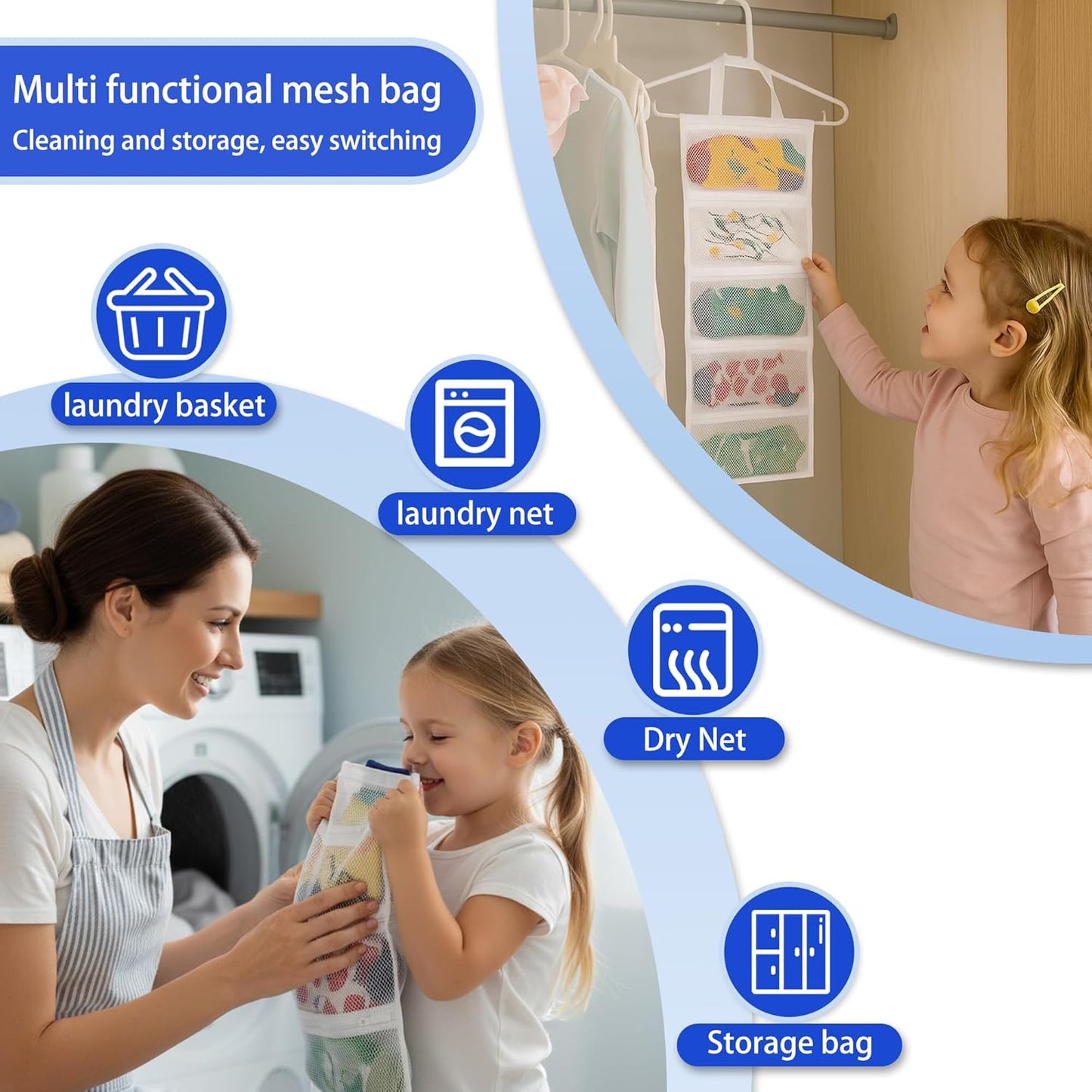 Mesh laundry bags for washing machine, can wash 10 pairs of socks, maintain shape, keep one