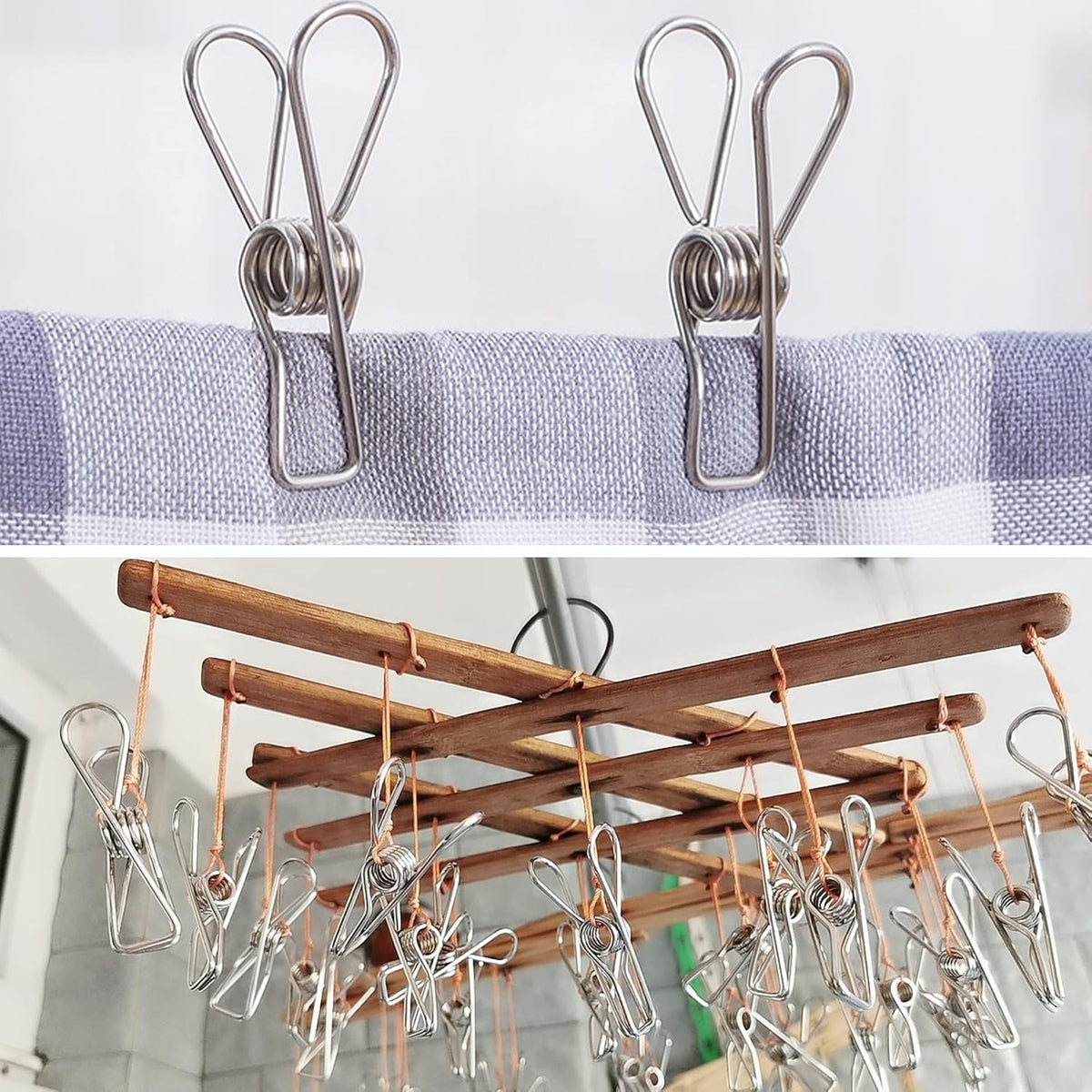 100 Pcs Clothespins Laundry Chip Clips - Durable Stainless Steel Clothes Pins,Heavy Duty Clamp