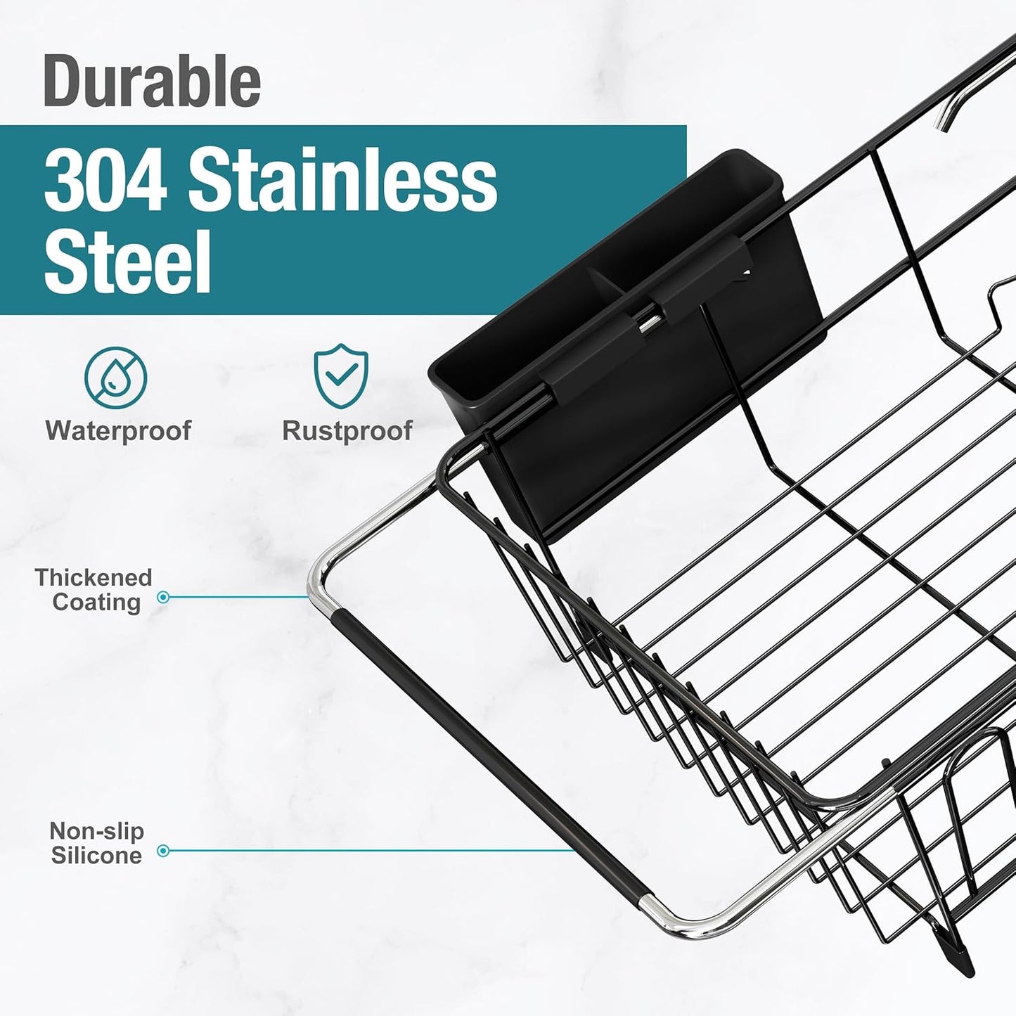 JASIWAY Dish Drying Rack in Sink, Over The Sink Colander Strainer Basket, Stainless Steel Strainer