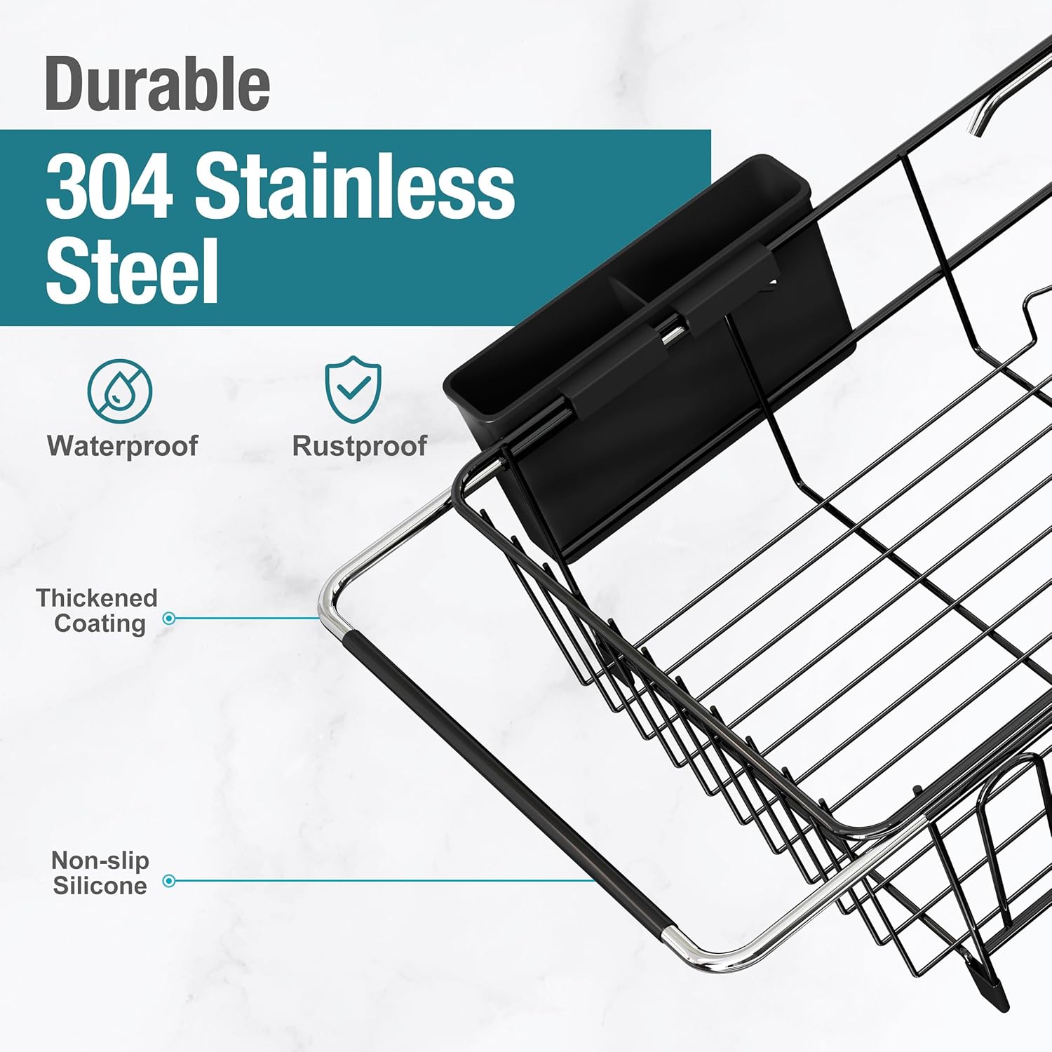 JASIWAY Dish Drying Rack in Sink, Over The Sink Colander Strainer Basket, Stainless Steel Strainer