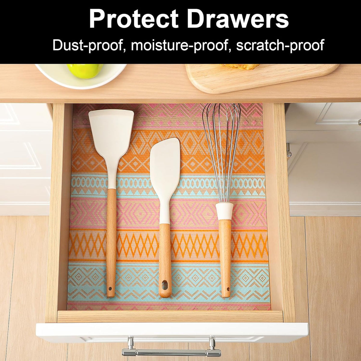 Cooyes Drawer and Shelf Liner, Non-Adhesive Shelf Liners for Kitchen Cabinets, Thick Strong Grip