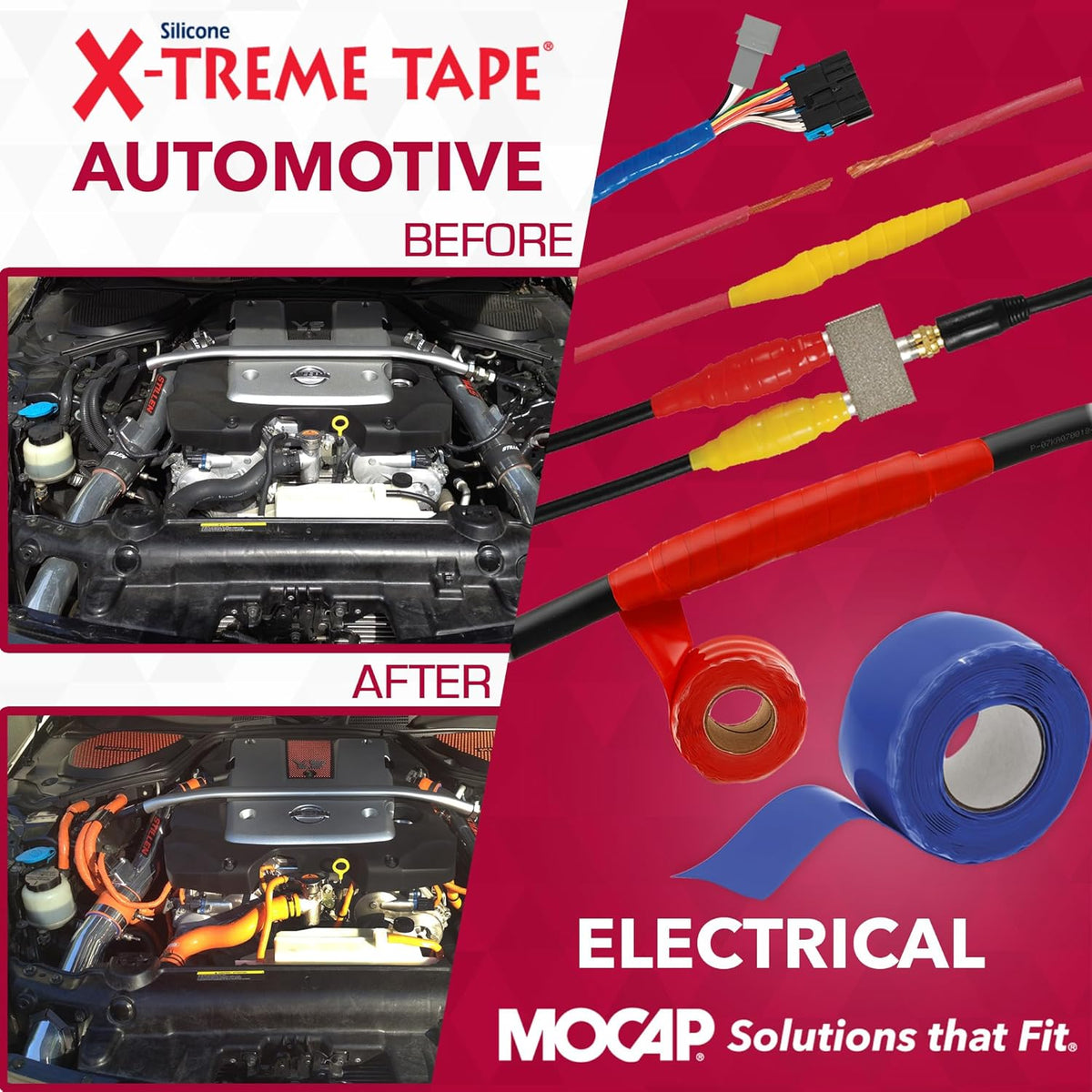 X-Treme Tape MOCAP Heavy Duty Electrical Tape, Self-Fusing Silicone Rubber, Waterproof & Insulating