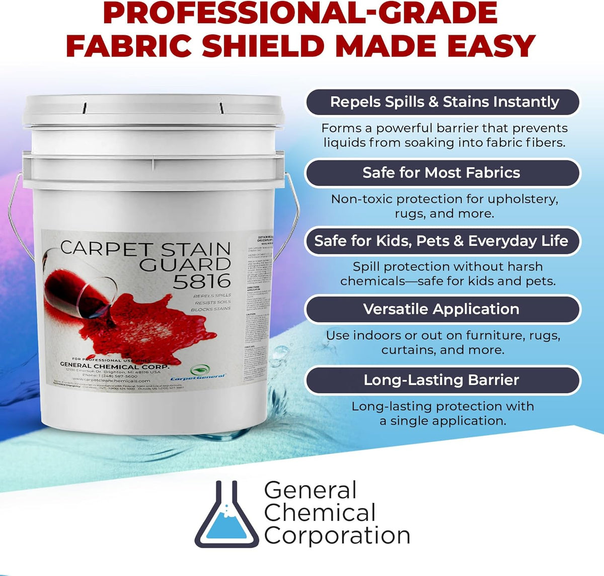General Chemical Stain Shield Spray - Safe Fabric Protector Spritz and Stain Guard 5816 for