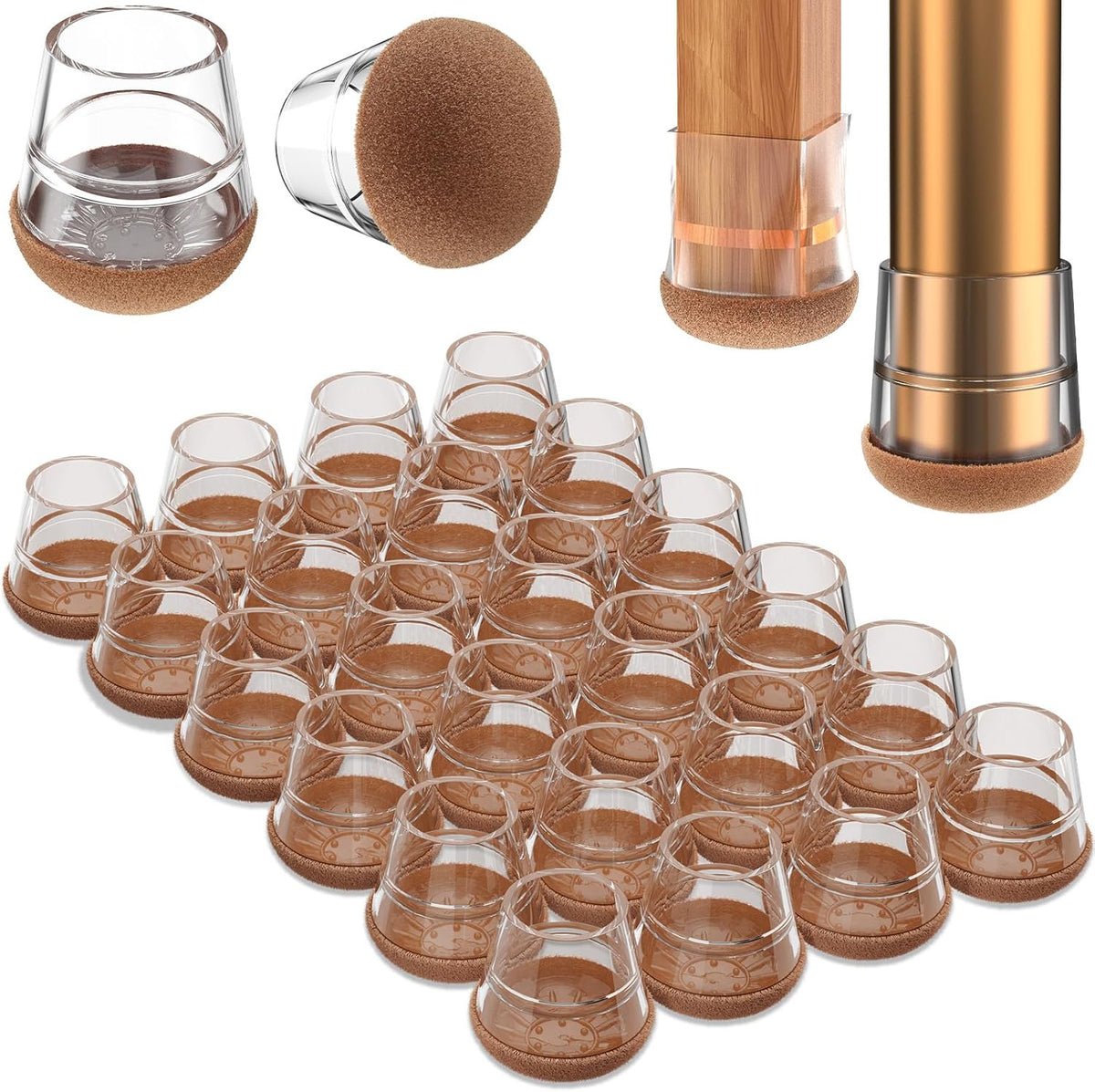 Chair Leg Floor Protectors Extra Small 24Pcs,Silicone Chair Leg Protectors for Hardwood