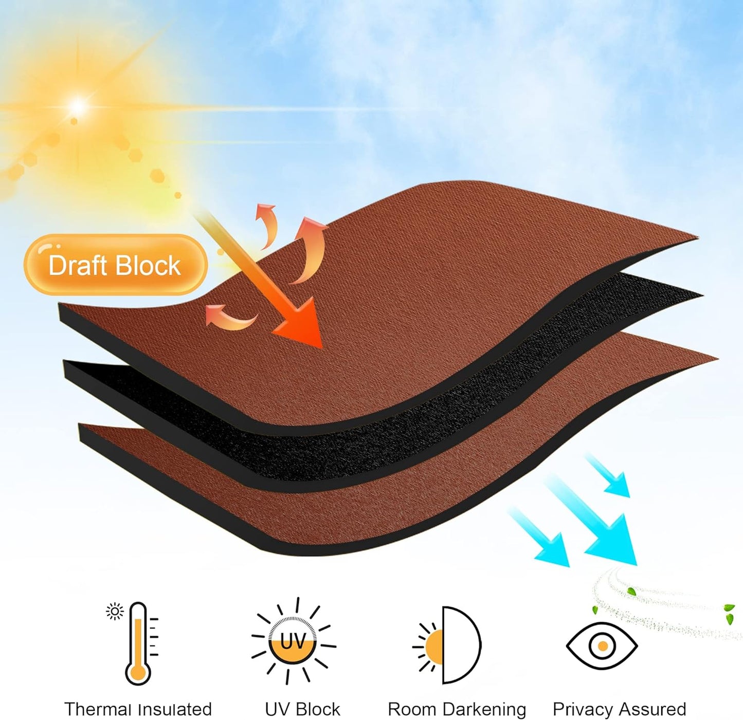 RYB HOME Orange Short Curtains Blackout, 45 inch Durable Cafe Curtains Room Darkening Window Drapes
