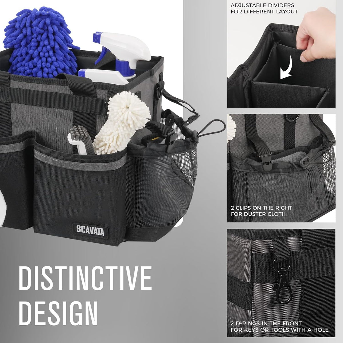Compact Wearable Cleaning Caddy, Small Cleaning Caddy Supplies Organizer with Handle & Shoulder