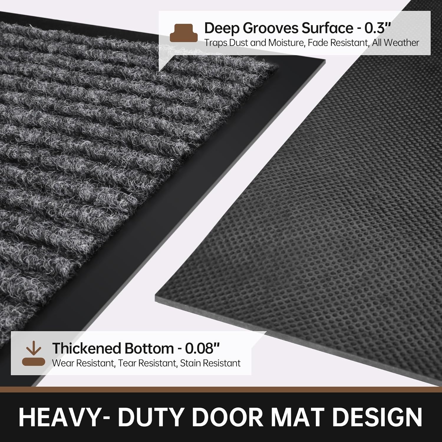 Front Door Mat, 48" x 24" Heavy Duty Indoor Outdoor Doormat, Non-Slip Welcome Mats for Entryway