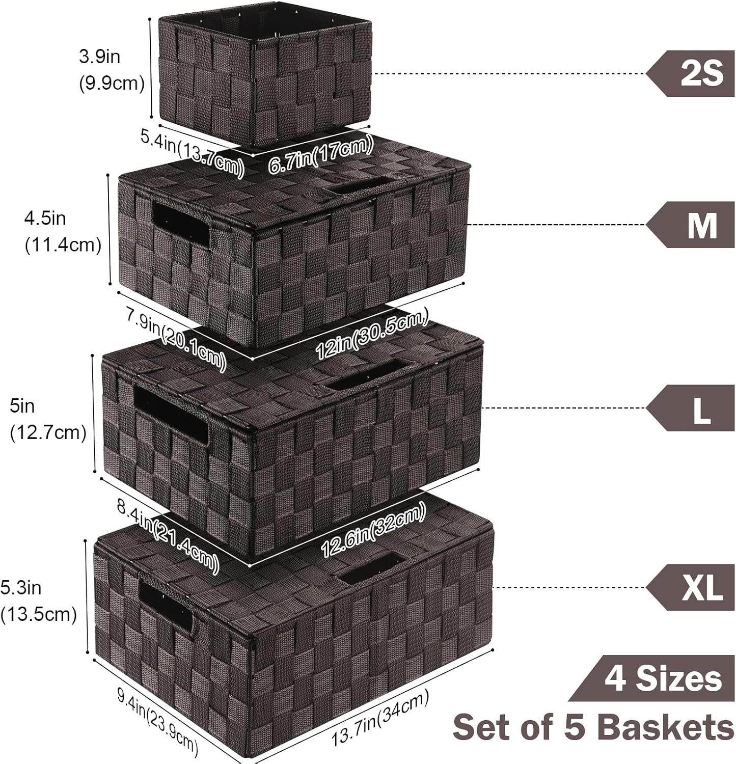 Storage Bins Baskets for Organizing with Lids, Storage Baskets for Shelves Stackable Woven Basket