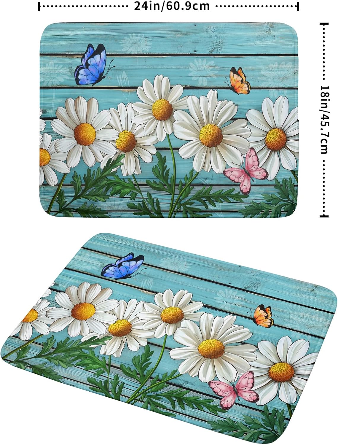 Spring Summer Daisy Flowers Dish Drying Mat for Kitchen Counter 18”x24” Rustic Daisy Absorbent Dish