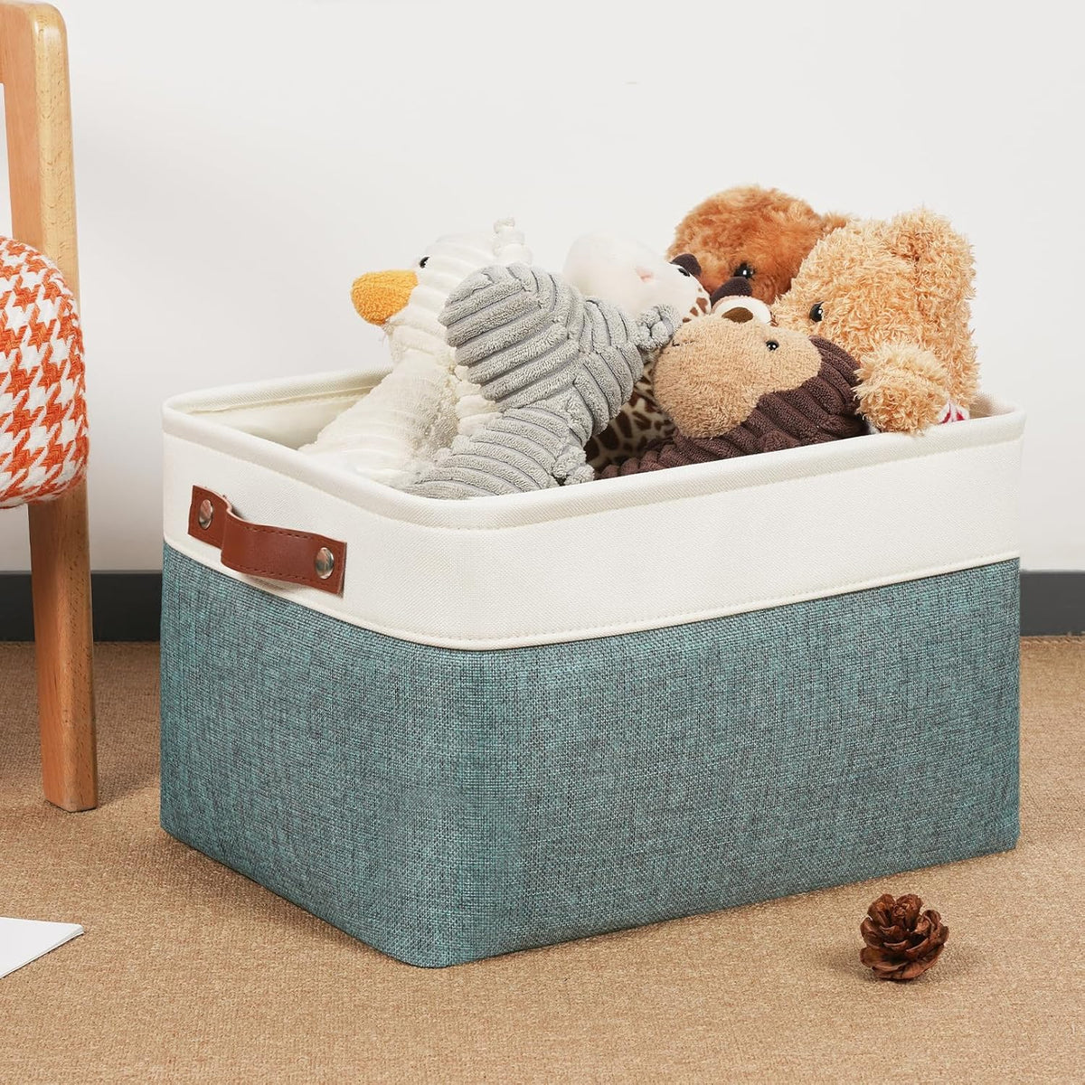DULLEMELO Storage Baskets for Shelves, Fabric Collapsible Rectangular Storage Bins for Shelves