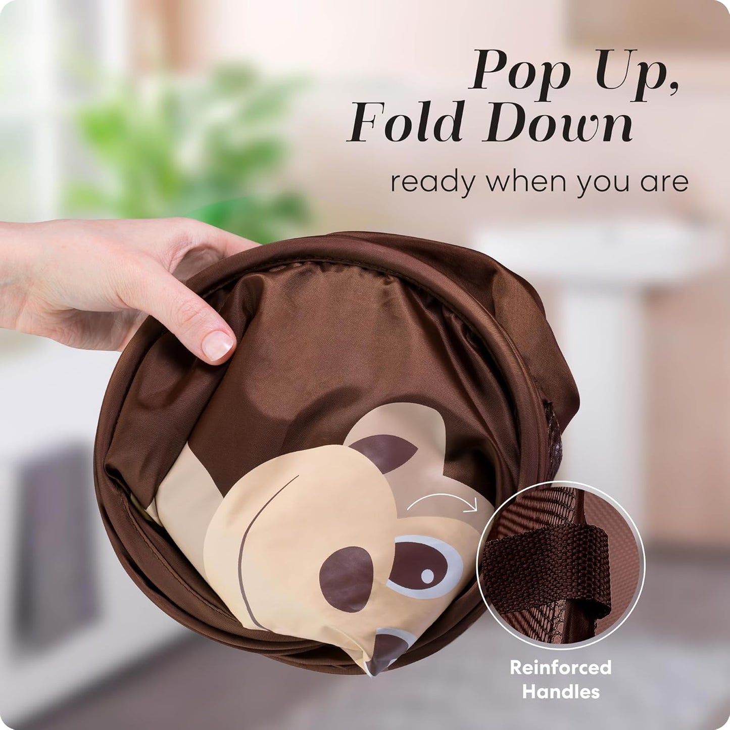 Handy Laundry Collapsible Mesh Pop Up Hamper with Wide Opening and Side Pocket - Breathable
