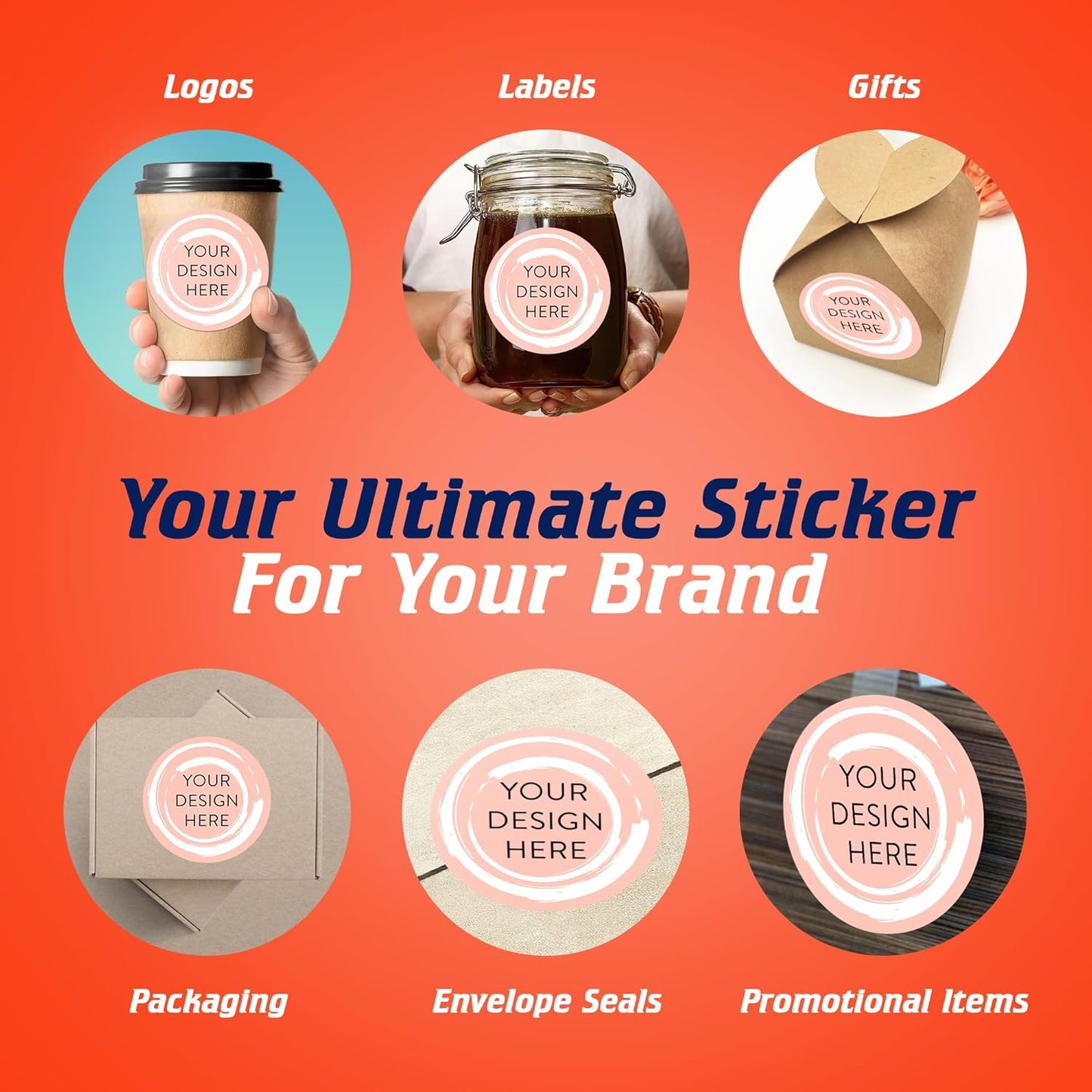 100 Custom Vinyl Stickers - Upload Your own Image, Text, Design, Logo - Personalized Logo Labels