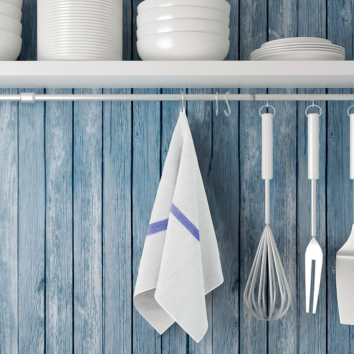 GOLD TEXTILES 120 PC New Cotton Blend White Restaurant Bar Mops Kitchen Towels 28oz (10 Dozen)