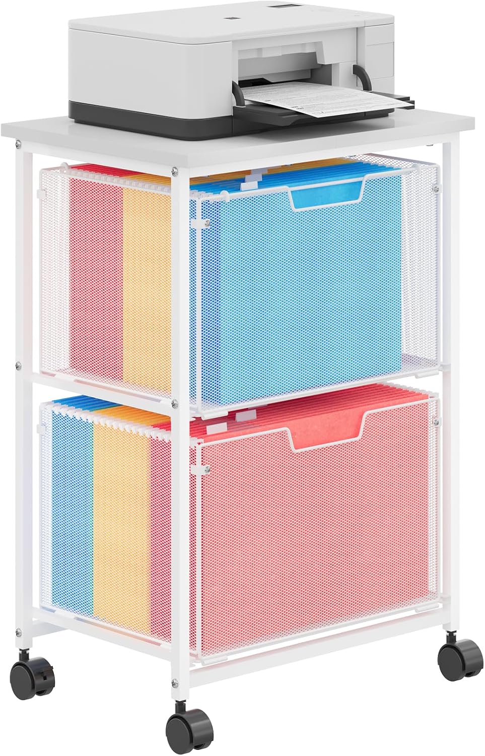 Letter/Legal Rolling File Cabinet, Rolling File Cart with 2 Drawers Filing Cabinet for Home Office