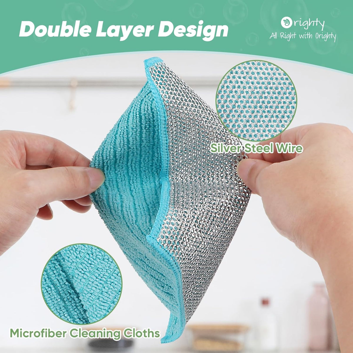 Orighty Multipurpose Wire Dishwashing Rag 24 Pcs, Upgraded Double-Layer Non-Scratch Wire Dish