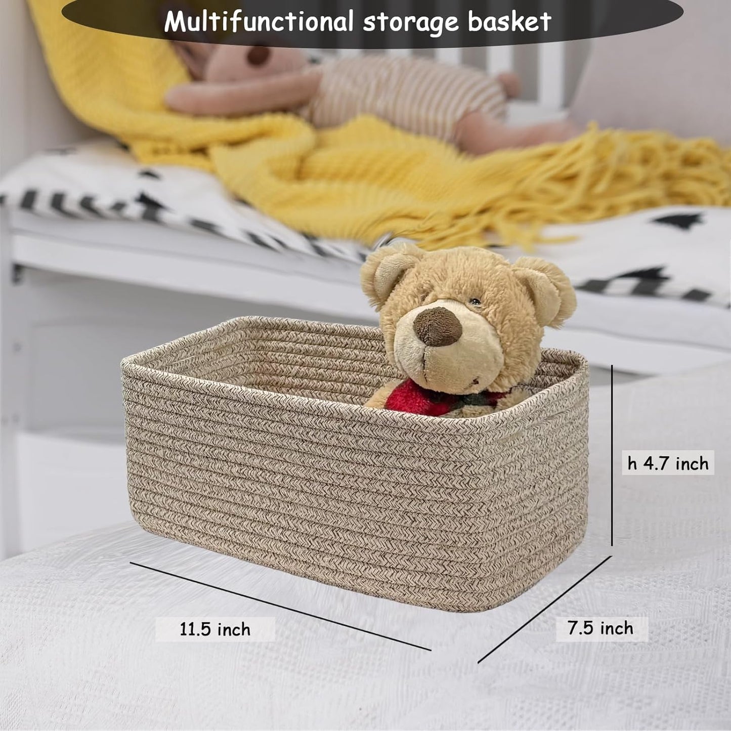 COMFY-HOMI 11.5"x7.5"x4.7" Storage Baskets for Organizing | Cotton Rope Woven Basket | Toy Storage