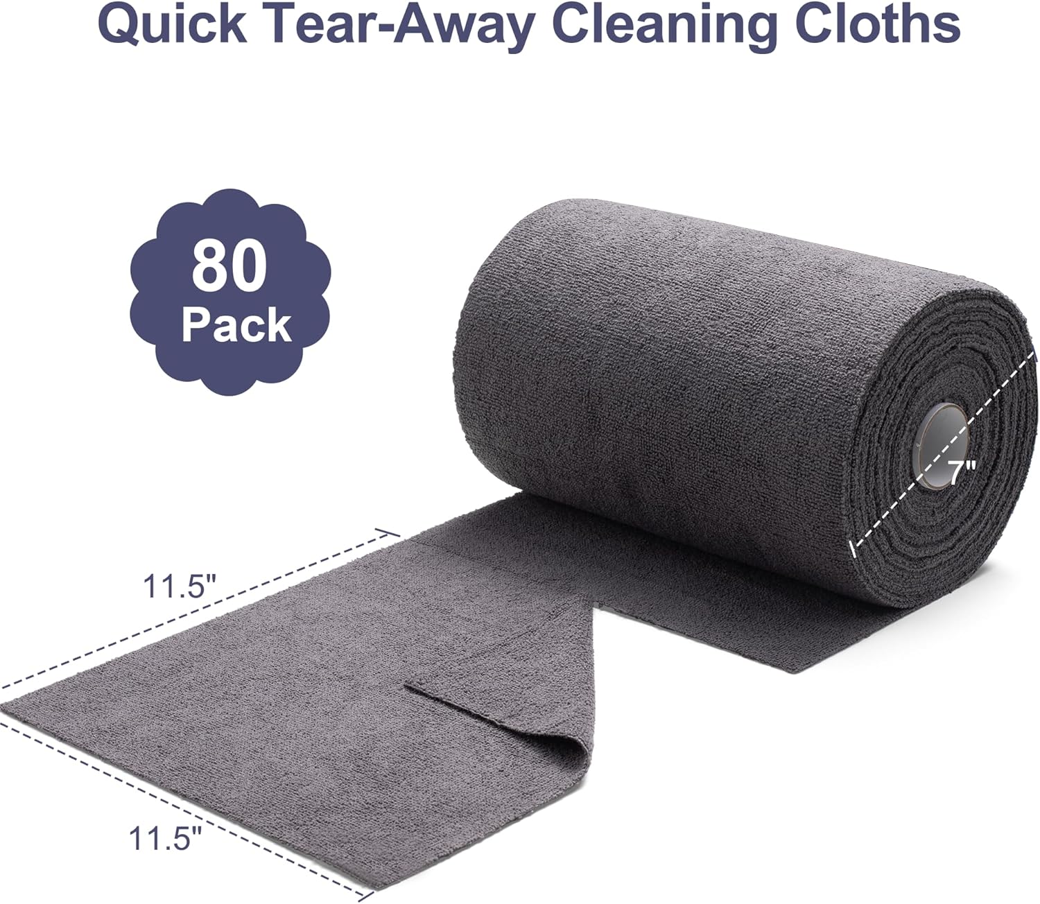Greenfound Microfiber Cleaning Cloth Roll -80 Pack, 11.5x11.5, Tear Away Towels, Reusable and