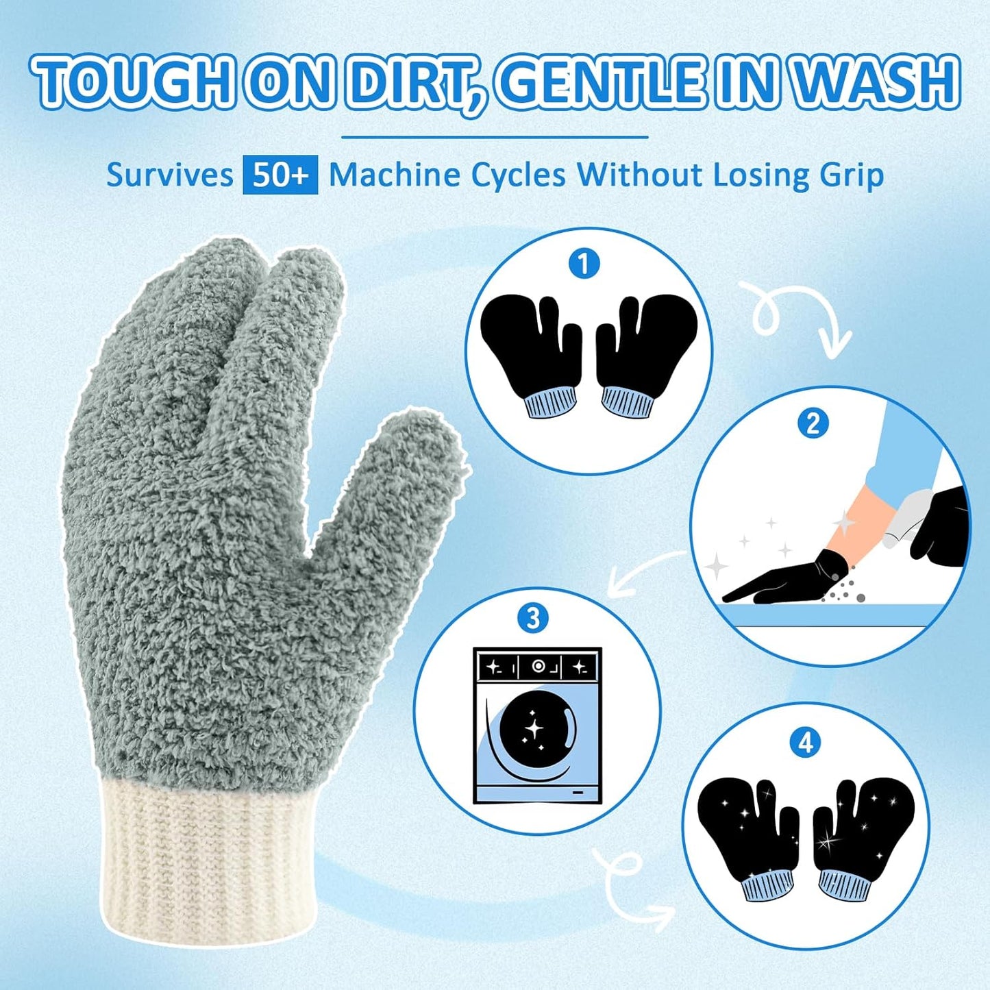 MIG4U Microfiber Dusting Gloves House Reusable Cleaning Glove for Blinds, Windows, Shutters