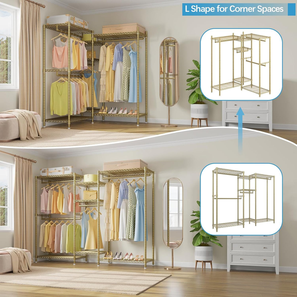 VIPEK Classic V6 Wire Garment Rack Heavy Duty Clothes Rack with 7 Adjustable Shelves & 4 Hanging