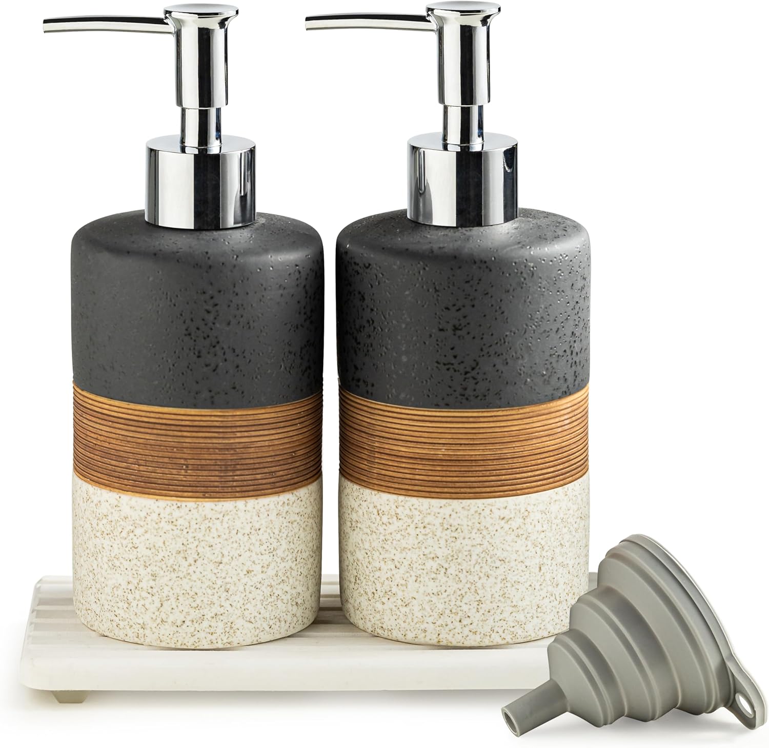 Ceramic Dish Soap Dispensers Set(2 Pack), Hand, Dish, Shower Soap Dispenser for Kitchen Sink &